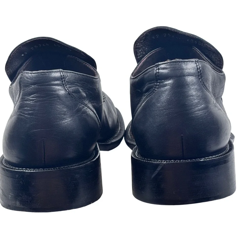 VTG Kenneth Cole Loafers Black Leather Slip On Square Toe ITALY Classic Sz 12